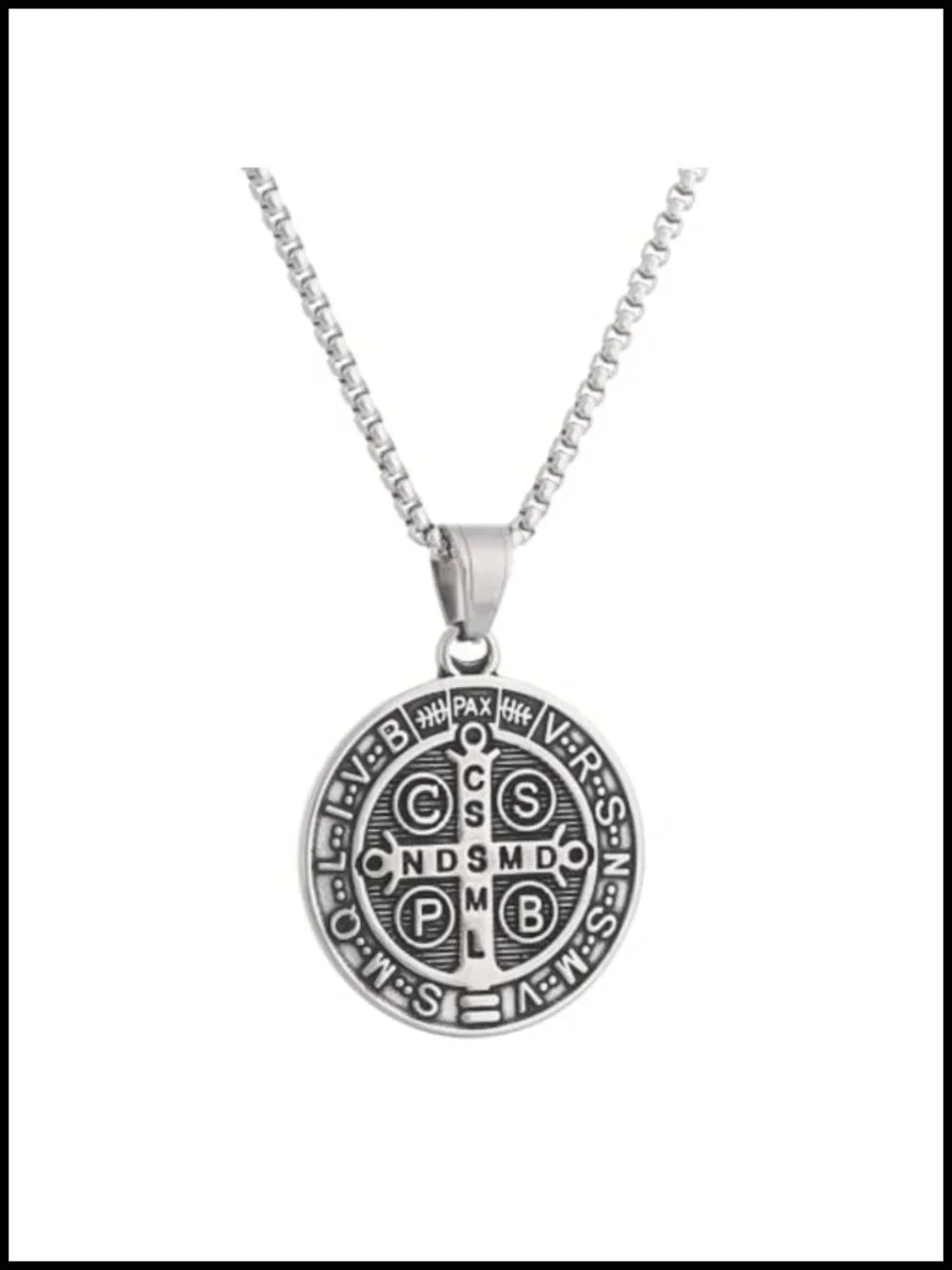 St Benedict Exorcism Medal Stainless Steel Necklace Christian Catholic Pendant